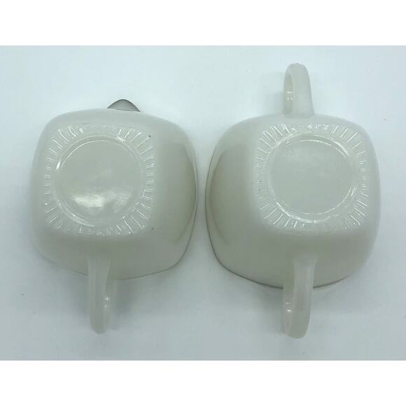 Vintage Anchor Hocking Fire King Charm White Milk Glass Creamer Open Sugar Bowl - Picture 4 of 4